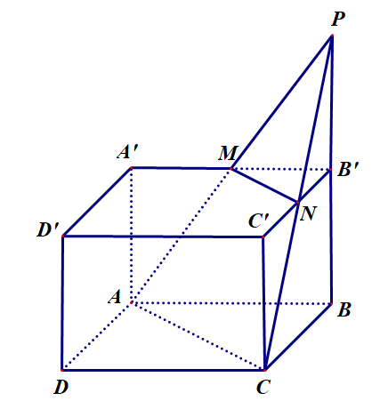 Cho hình hộp chữ nhật ABCD.A'B'C'D'. Gọi N là trung điểm của B'C', (P) (ảnh 1)