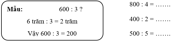 Vở bài tập Toán lớp 3 Tập 2 trang 69 Chia số tròn chục, tròn trăm cho số có một chữ số - Cánh diều (ảnh 1)