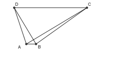 Cho hình thang ABCD với hai đáy là AB, CD có: (vecto AB-AD). vecto AC=0 (ảnh 1)