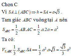 Cho hình chóp  có tam giác  vuông tại A, AB = a, AC = 2a. SA vuông góc với mặt phẳng đáy (ABC) (ảnh 2)