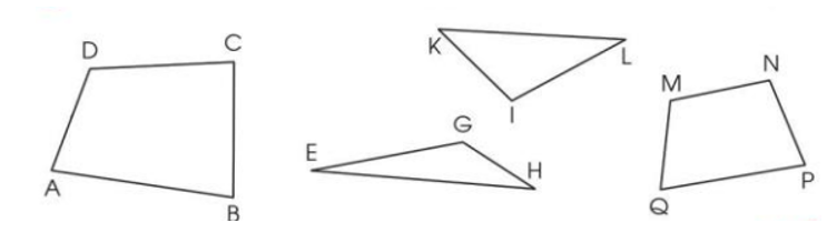 Nêu tên các hình và các đỉnh, cạnh, góc có trong mỗi hình dưới đây (ảnh 1)