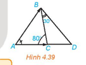 Trong Hình 4.39, số đo góc BAC cũng được gọi là số đo góc giữa hai vecto (ảnh 1)