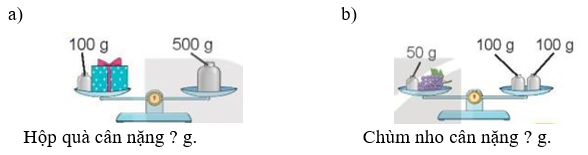 Số? a) 100 g 500 g Hộp quà cân nặng bao nhiêu gam (ảnh 1)