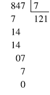 Điền số còn thiếu vào ô trống 847 : 7 = ? A. 121 B. 131 C. 221 D. 231 (ảnh 1)