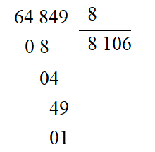 Số dư của phép chia 64 849 : 8 là: (ảnh 1)