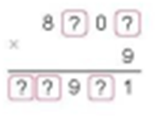 Tìm chữ số thích hợp: 8?0? x 9 = ? ?9?1 (ảnh 1)