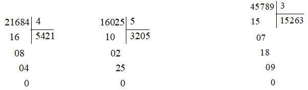 Đặt tính rồi tính: 21 684 : 4 16 025 : 5 45 789 : 3 (ảnh 1)