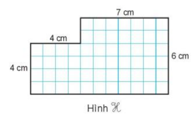 Tính diện tích hình H có kích thước như hình vẽ dưới đây: (ảnh 1)