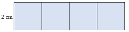 Tính diện tích của hình chữ nhật được tạo thành từ các ô vuông có cạnh 2cm A. 10 cm^2 (ảnh 1)