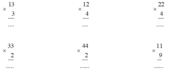 Tính 13 x 3 12 x 4 22 x 4 33 x 2 44 x 2 11 x 9 (ảnh 1)