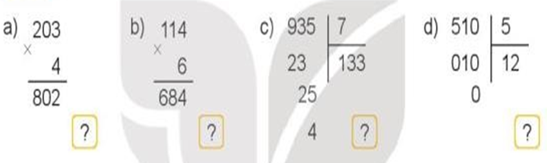 Đ, S? a) 203 x 4 = 802 b) 114 x 6 = 684 (ảnh 1)