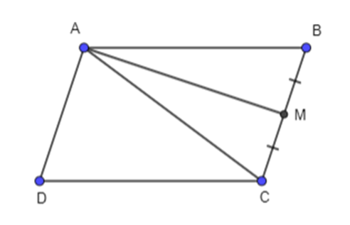 Cho hình bình hành ABCD. Gọi M là trung điểm cạnh BC. Hãy biểu thị  (ảnh 1)