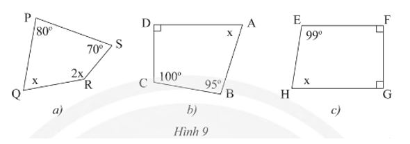 Tìm x trong mỗi tứ giác sau: (ảnh 1)