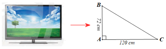 Một chiếc ti vi màn hình phẳng có chiều rộng và chiều dài đo được lần lượt là 72 cm và 120 cm. Tính độ dài đường chéo của màn hình chiếc ti vi  (ảnh 2)