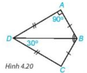 Cho Hình 4.20, biết AB = CB, AD = CD (ảnh 1)