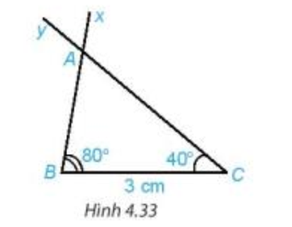 Vẽ đoạn thẳng BC = 3 cm. Vẽ hai tia Bx và Cy sao cho (ảnh 1)