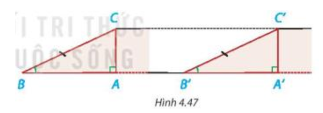 Hình 4.47 mô phỏng chiều dài và độ dốc của hai con dốc bởi các đường thẳng BC (ảnh 1)