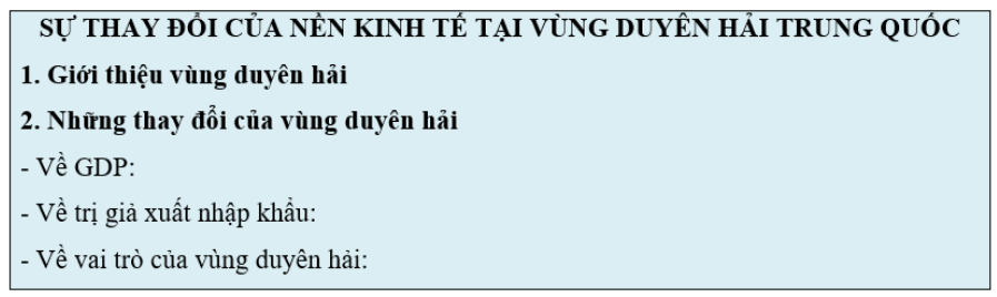 Viết báo cáo ngắn về sự phát triển kinh tế tại vùng duyên hải Trung Quốc