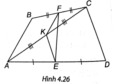 Cho tứ giác ABCD, gọi E, F, K lần lượt là trung điểm của AD