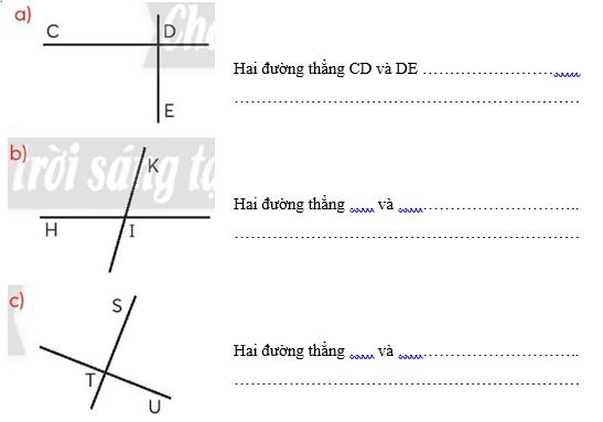 Vở bài tập Toán lớp 4 (Chân trời) Chân trời sáng tạo Bài 31: Hai đường thẳng vuông góc