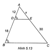 Độ dài x trong Hình 5.13 trang 53 sách bài tập Toán 8 Tập 1