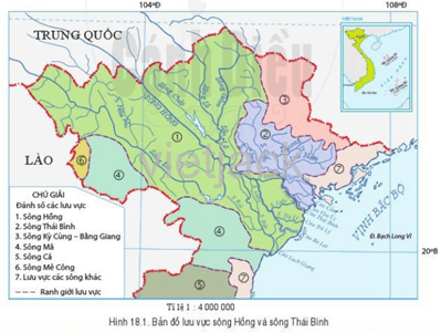 Quan sát hình 18.1, hãy kể tên một con sông là phụ lưu, một con sông