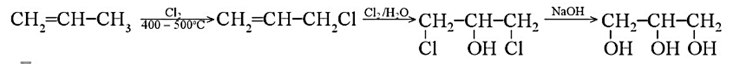 Em hãy hoàn thiện các phản ứng hoá học điều chế glycerol từ propene