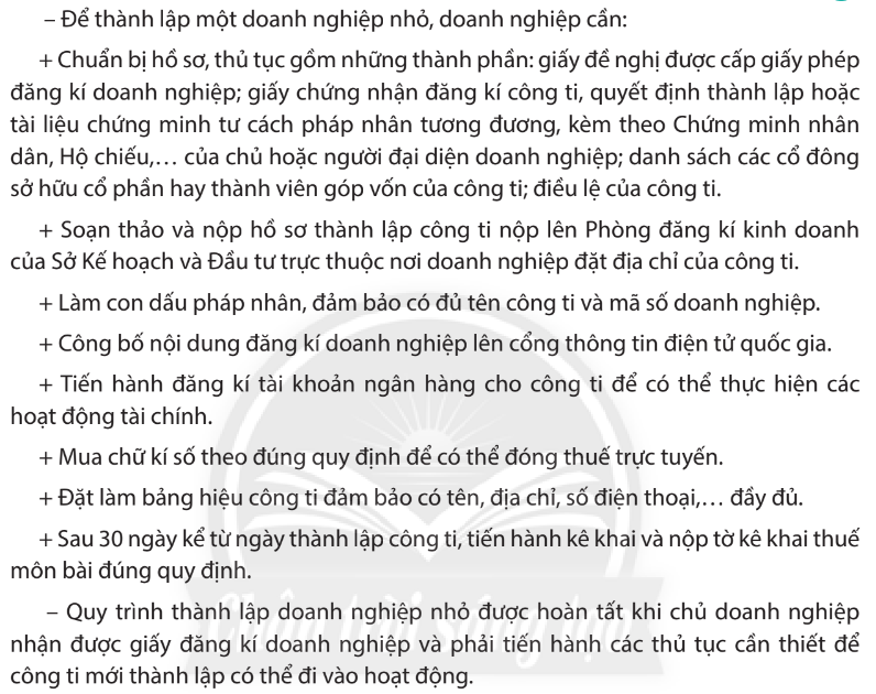 Chuyên đề Kinh tế pháp luật 10 Bài 5 (Chân trời sáng tạo): Tổ chức hoạt động của doanh nghiệp nhỏ  (ảnh 1)