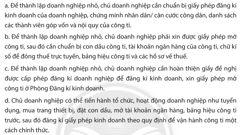 Chuyên đề Kinh tế pháp luật 10 Bài 5 (Chân trời sáng tạo): Tổ chức hoạt động của doanh nghiệp nhỏ  (ảnh 1)