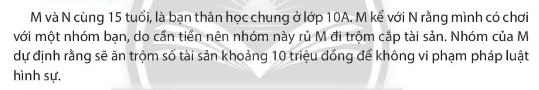 Chuyên đề Kinh tế pháp luật 10 Bài 7 (Chân trời sáng tạo): Mốt số nội dung cơ bản của pháp luật hình sự liên quan đến người chưa thành niên phậm tội  (ảnh 1)