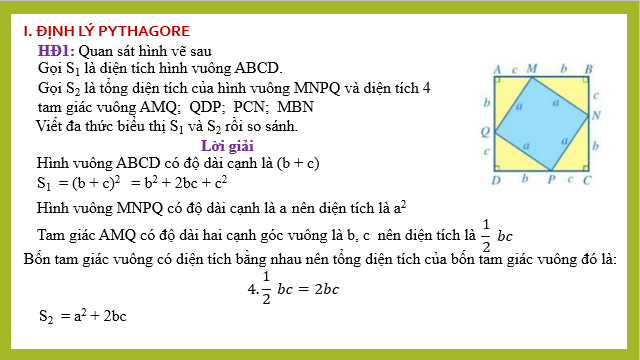 Giáo án điện tử Định lí Pythagore | Bài giảng PPT Toán 8 Cánh diều (ảnh 1)