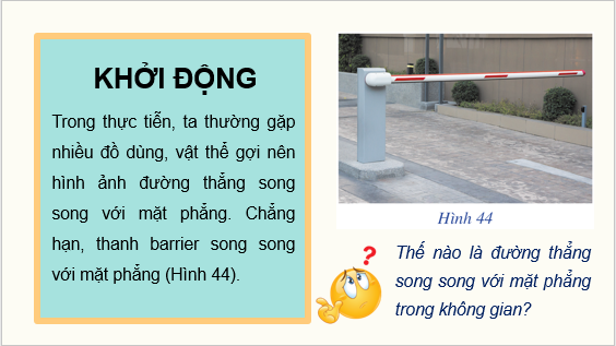 Giáo án điện tử Đường thẳng và mặt phẳng song song | Bài giảng PPT Toán 11 Cánh diều (ảnh 1)