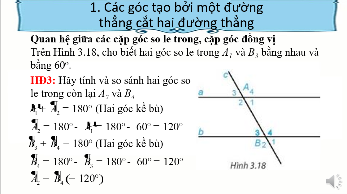 Giáo án điện tử Tiên đề Euclid. Tính chất của hai đường thẳng song song | Bài giảng PPT Toán 7 Kết nối tri thức (ảnh 1)