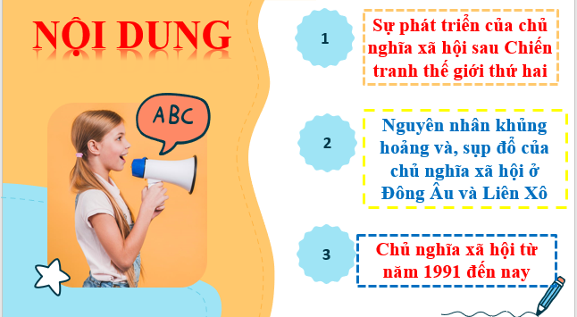 Giáo án điện tử Bài 4: Sự phát triển của chủ nghĩa xã hội từ sau chiến tranh thế giới thứ hai đến nay | Bài giảng PPT Lịch sử 11 Kết nối tri thức (ảnh 1)