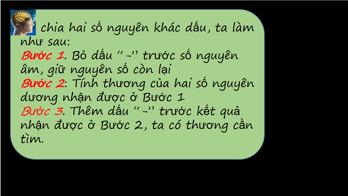 Giáo án điện tử Phép chia hết hai số nguyên. Quan hệ chia hết trong tập hợp số nguyên| Bài giảng PPT Toán 6 (ảnh 1)