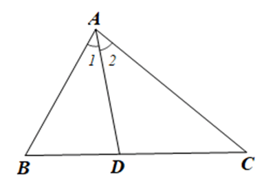 Cho tam giác ABC có AB < AC, AD là tia phân giác của góc BAD (D thuộc BC). Chứng minh góc ADB < góc ADC