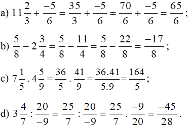 Tính 11/2/3 + -5/6