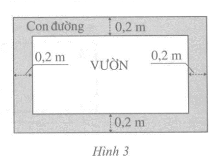 Một mảnh vườn có dạng hình chữ nhật. Người ta làm một con đường có diện tích bằng 19,6 m^2 