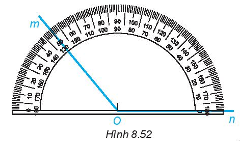 Đọc số đo của góc mOn trong Hình 8.62