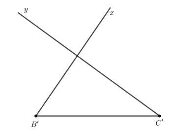 Lấy một tờ giấy, trên đó vẽ tam giác A’B’C’ có B’C’ = BC