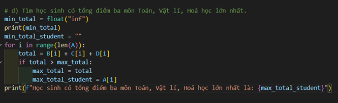 Với bài toán trong Hoạt động 1, em hãy viết thêm các lệnh