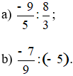 Tính: -9/8 : 8/3