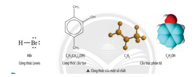 Các chất vô cơ và hữu cơ được trình bày bằng công thức cấu tạo, công thức Lewis