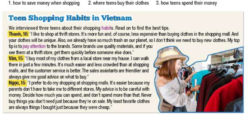 Giải SGK Tiếng Anh lớp 10 Unit 3: Shopping | iLearn Smart Start (ảnh 1)