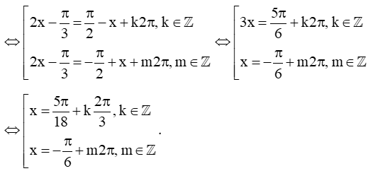 Nghiệm lớn nhất của phương trình lượng giác cos(2x - pi/3) = sinx