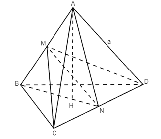 Cho khối tứ diện đều ABCD cạnh a. Tính: Khoảng cách giữa hai đường thẳng AB và CD