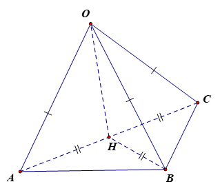 Cho tứ diện OABC có OA = OB = OC = a và góc AOB = 90 độ